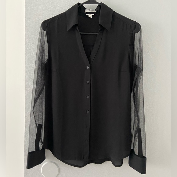 Black Express Slim Fit Long Sleeve Button Down Shirt - Picture 1 of 2